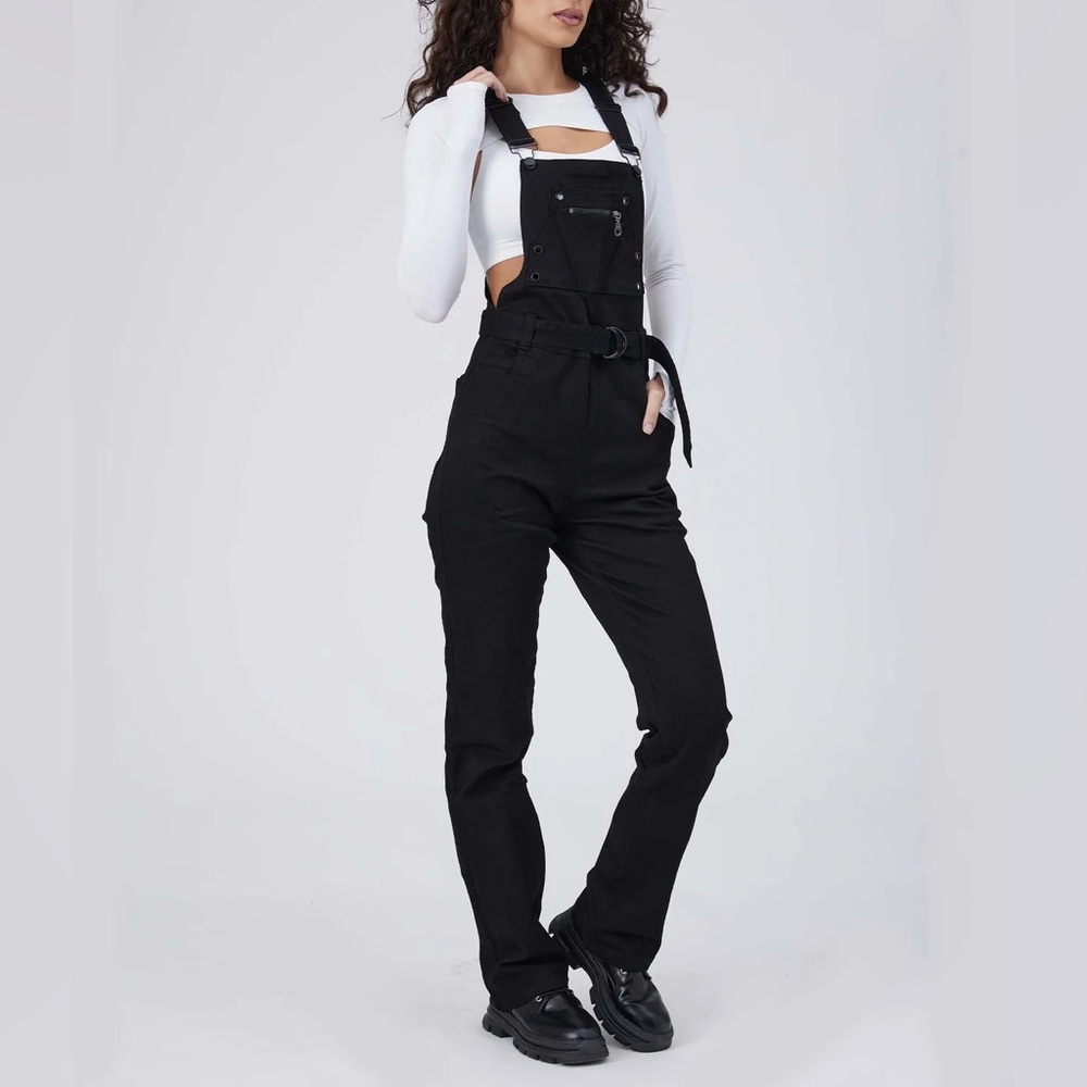 BuffBunny Women's Black Denim Overalls